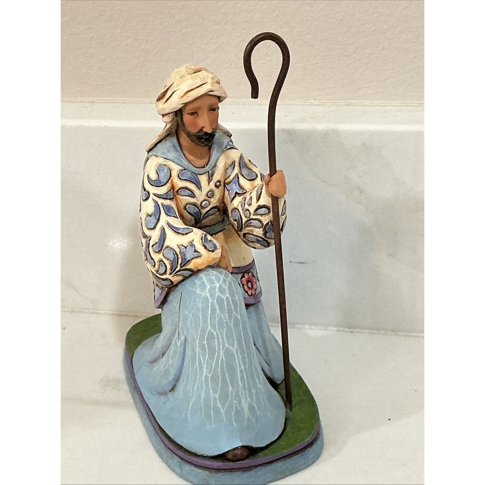 Jim Shore Bringing Praise Shepherd & Hook Blue 2007 Nativity Replacement Figure